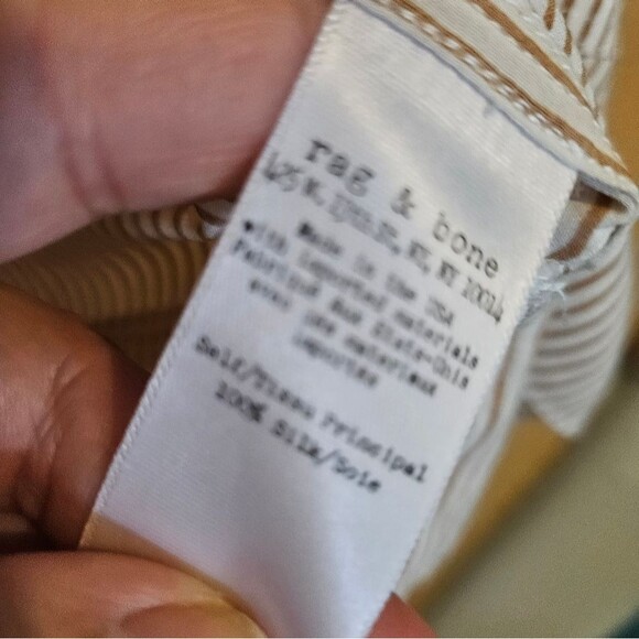 Rag and Bone Striped Silk Sleeveless Top in Tan / White - Picture 9 of 10